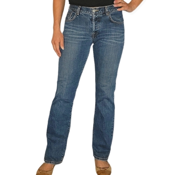Lucky Brand Denim - Lucky Brand Button Fly Dungarees 4/27 Whiskered Blue Wash Mid-rise Bootcut